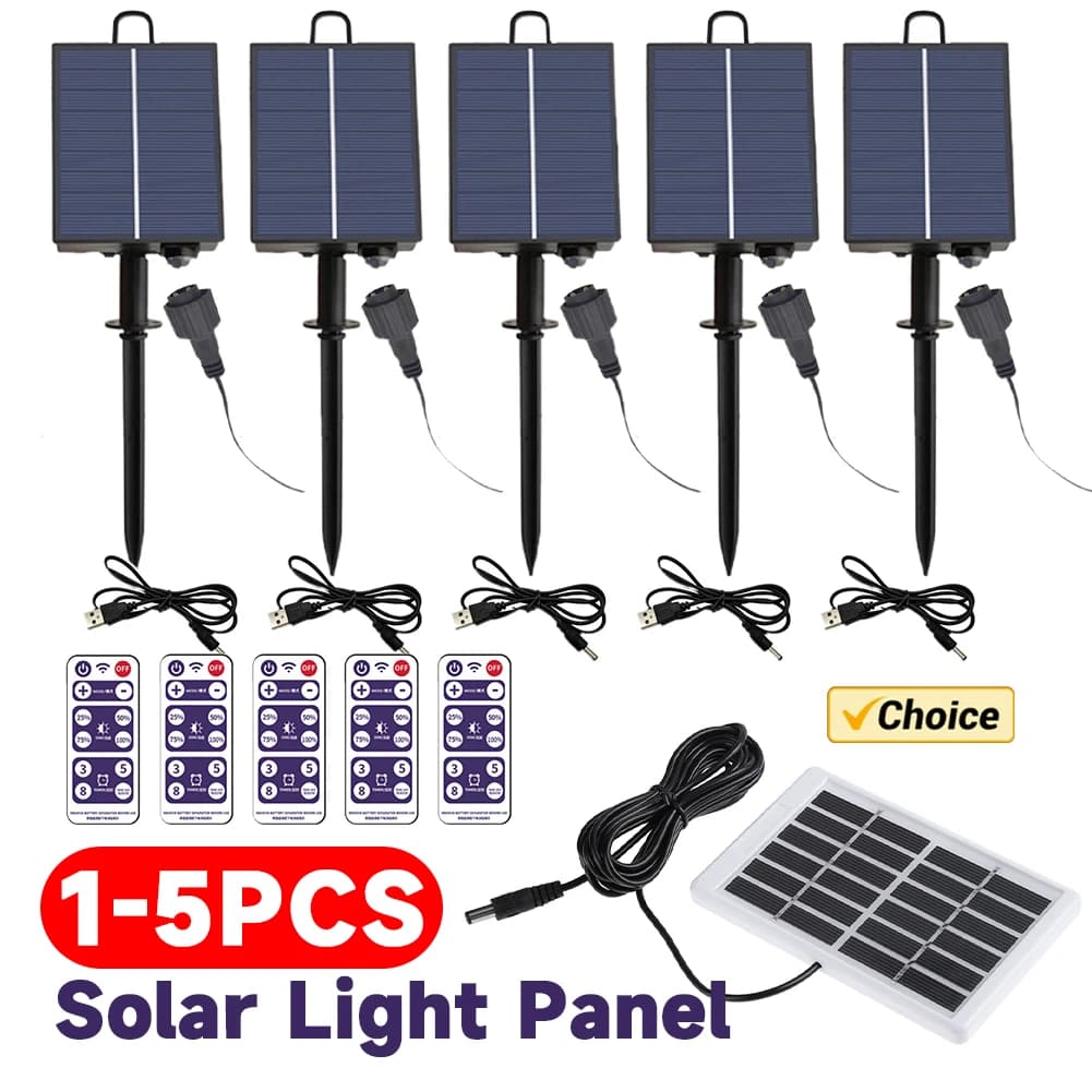 Controller per pannello solare da 5-1 pezzi con telecomando per la luce in rame a LED da giardino natalizio per la decorazione del giardino esterno