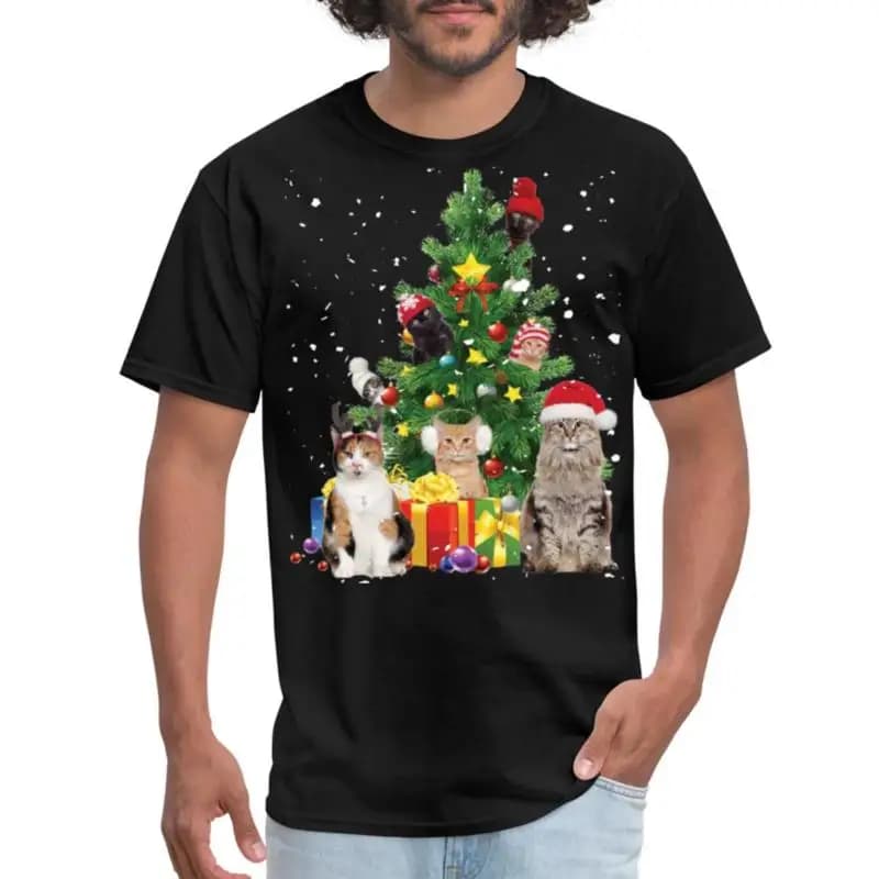 Maglietta da uomo Christmas Tree Cats Catmas