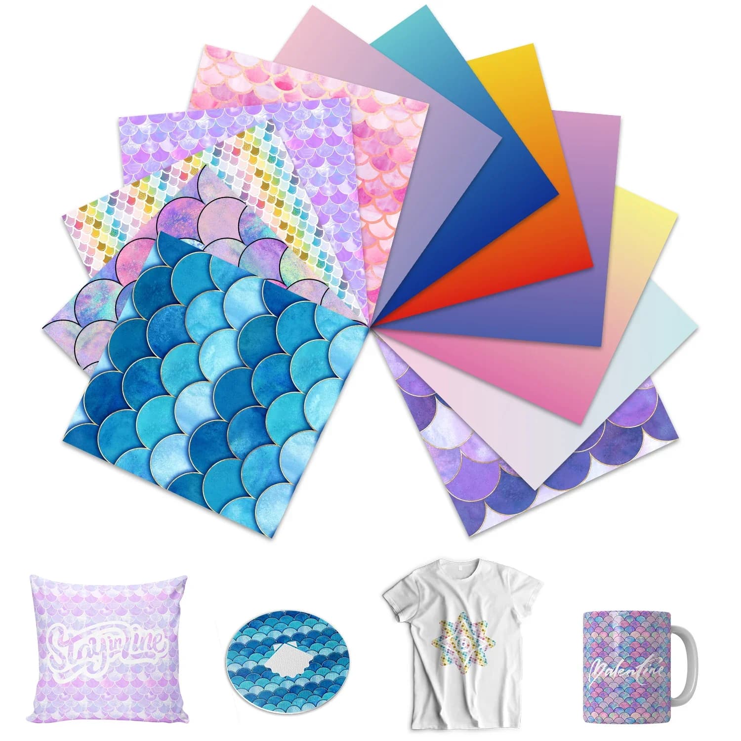 XFX Transfer Heat Ink Sheet Mermaid Heat Transfer Paper 12 x12 "foglio di sublimazione per macchina fai da te t-shirt Canvas Tote poliestere