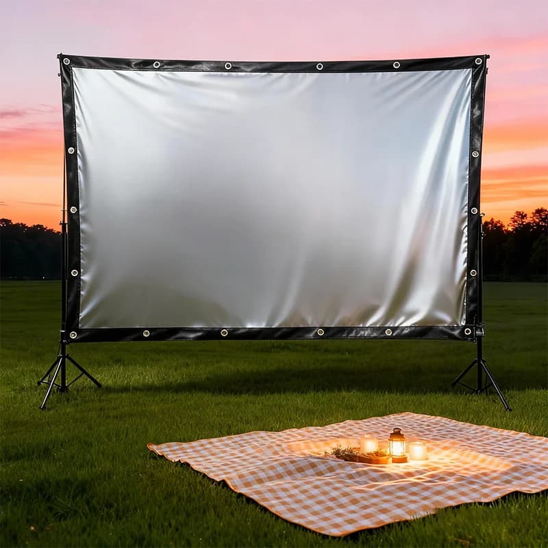 Tessuto per schermo per proiettore frontale argento da 60-300 pollici senza cornice 16:9/4:3 opzionale per Home Theater Outdoor 3D 4K