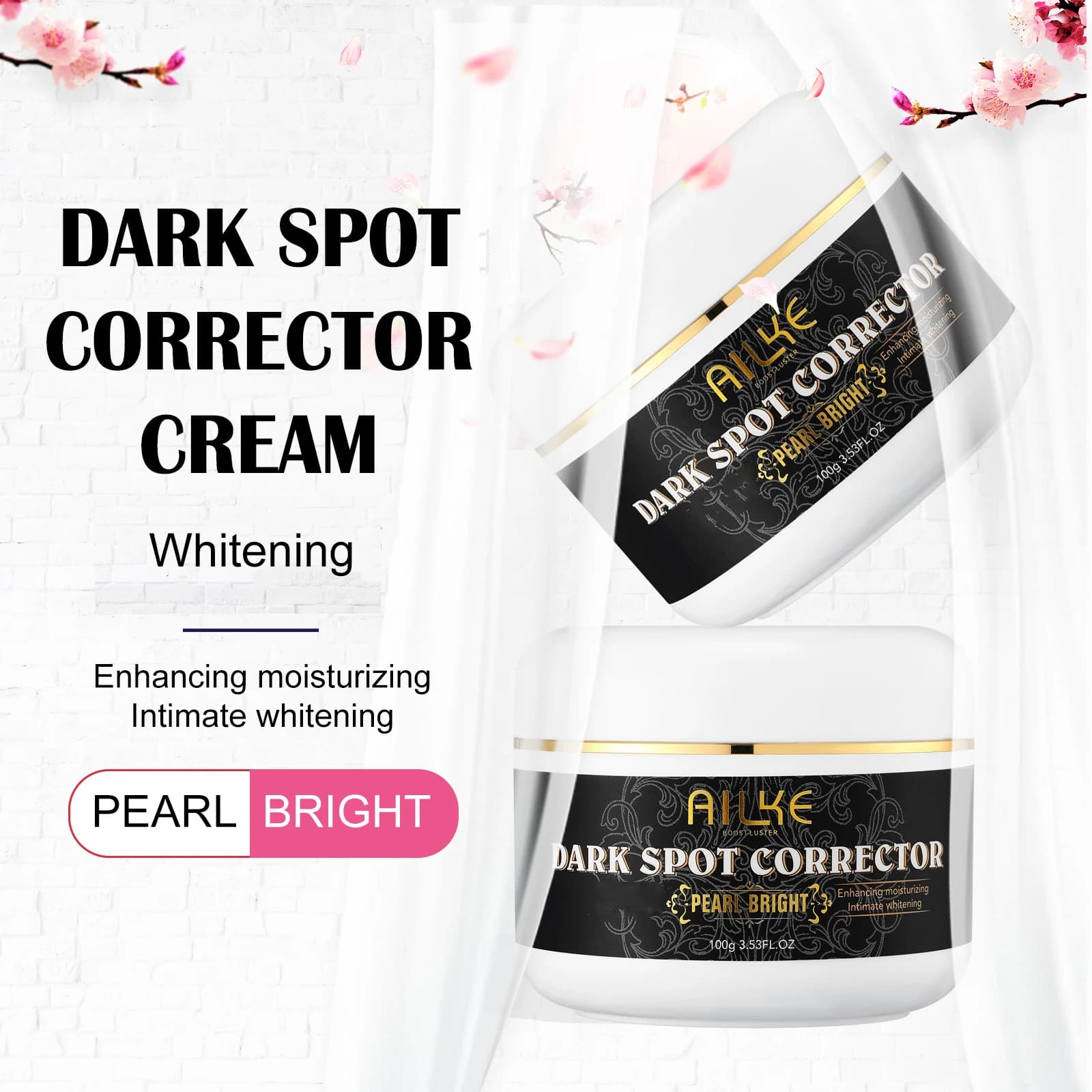 AILKE Cream Corrector Macchie Scure Pearl Brilliant, Whitening Leather, For Face, Body and Arms, Also Skin Tone For Women, Men, 100ml
