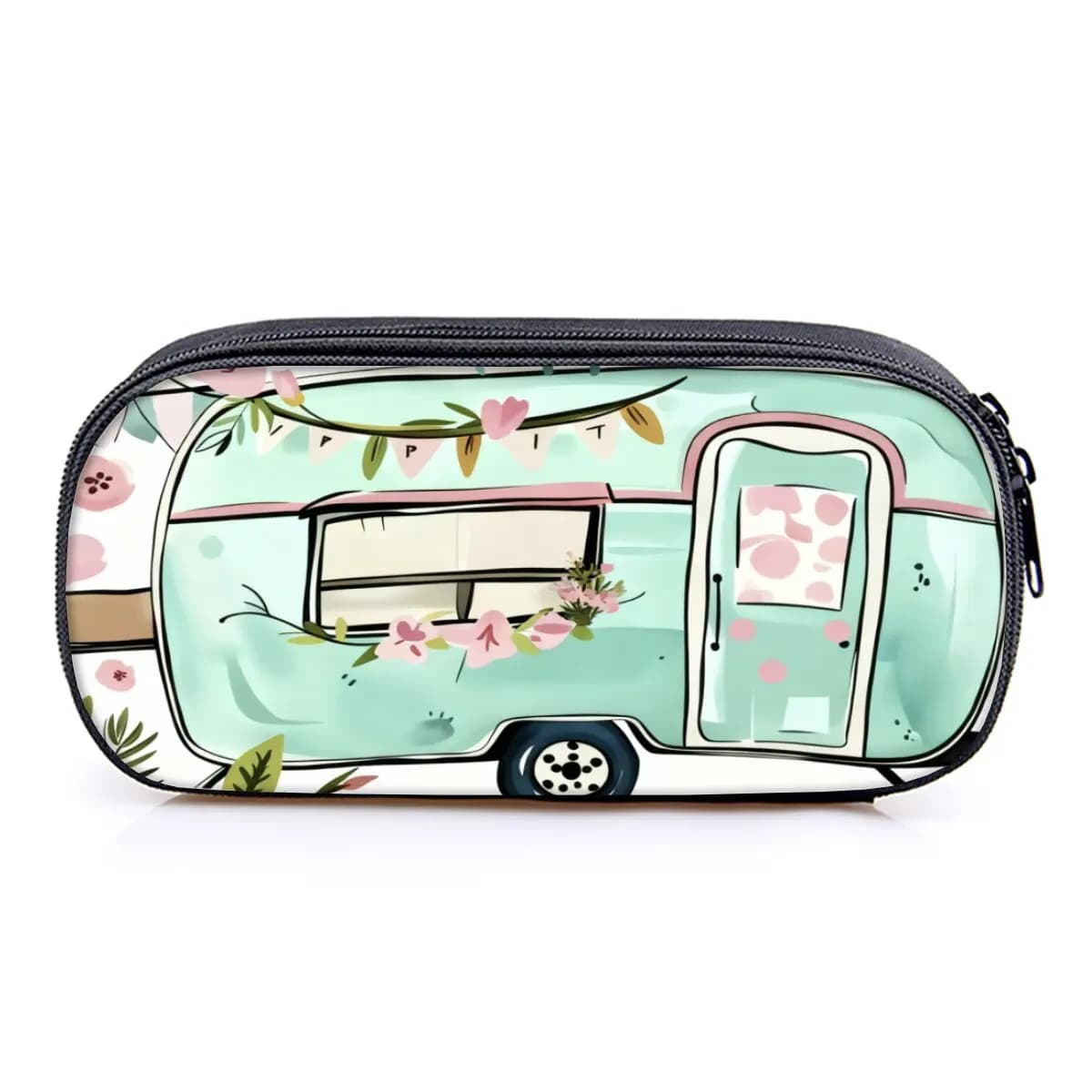 Astuccio a strati con stampa camper, di qualità, piatto 2D, a forma di cartone animato, il miglior regalo per ragazzi/ragazze, per la scuola