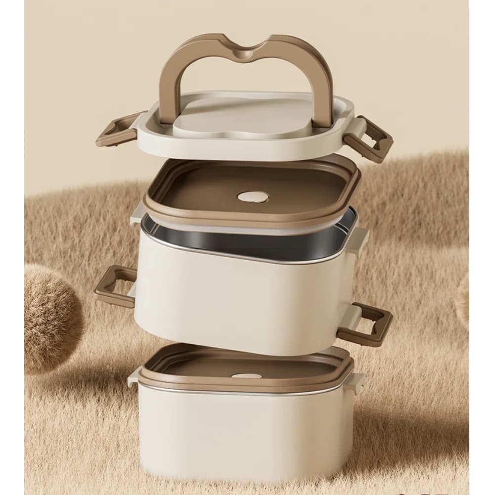 1 Piece 304 Stainless Steel Lunch Box Microwave Safe Layer Leak Proof Food Container With Handle For School Work Picnic