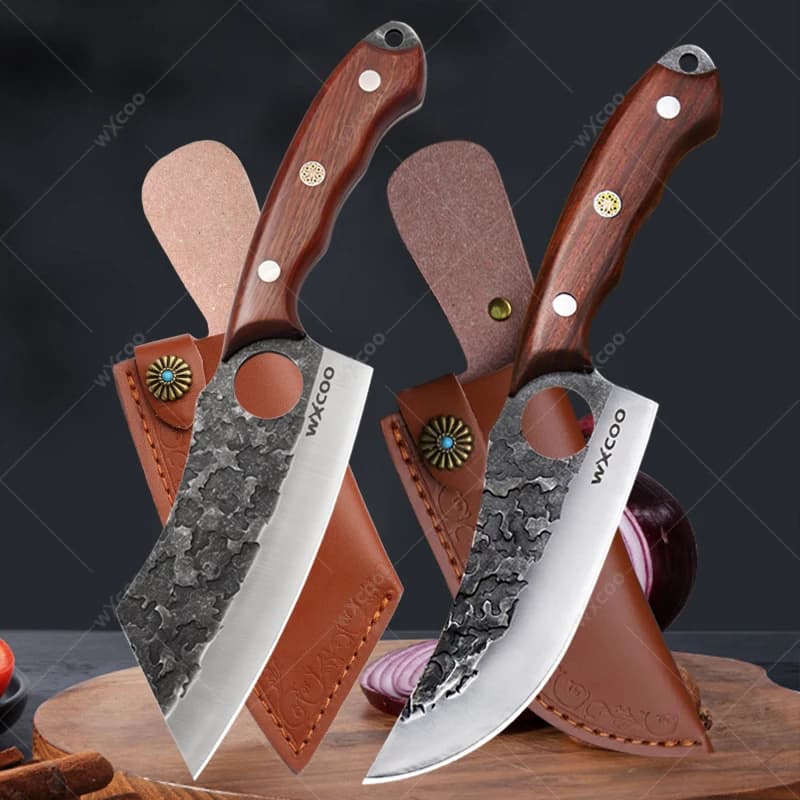 WXCOO Knife forged Peeling Knife for boneless Kitchen mannaia Sharpen Chef Meat Fish Cutting Cooking tools with lid