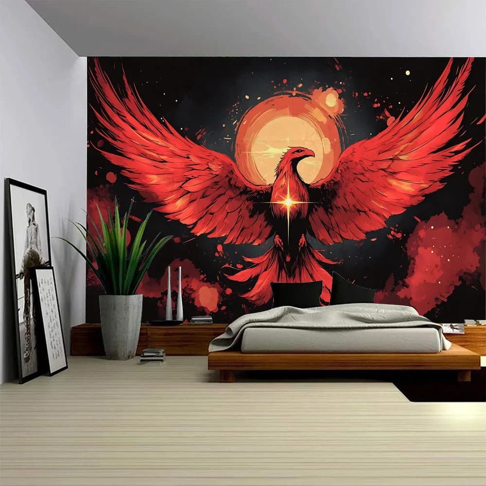 Psichedelico Phoenix 3D printing large tapestry hanging wall decoration house wall tapestry bohemian hippie yoga mat beach