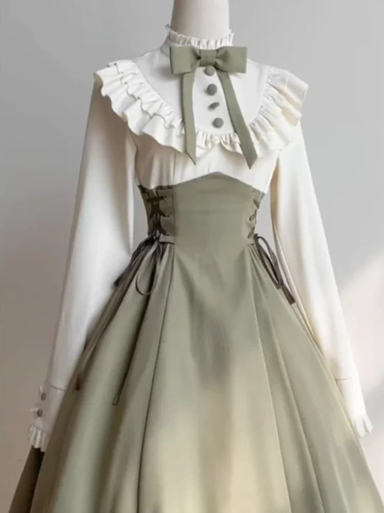 Autunno Abito Elegante Giapponese Per Le Donne Y2k Falso In Due Pezzi delle Donne Abiti Lolita Vita Abiti De Mujer Robe Femme