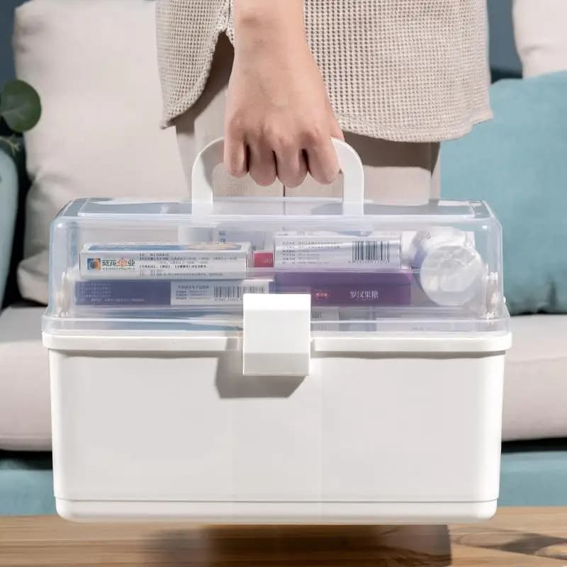 Transparent Plastic Medical Kit Home First Aid Storage Box Multi-layer Organizer Portable Medicine Box Diagnostic Case