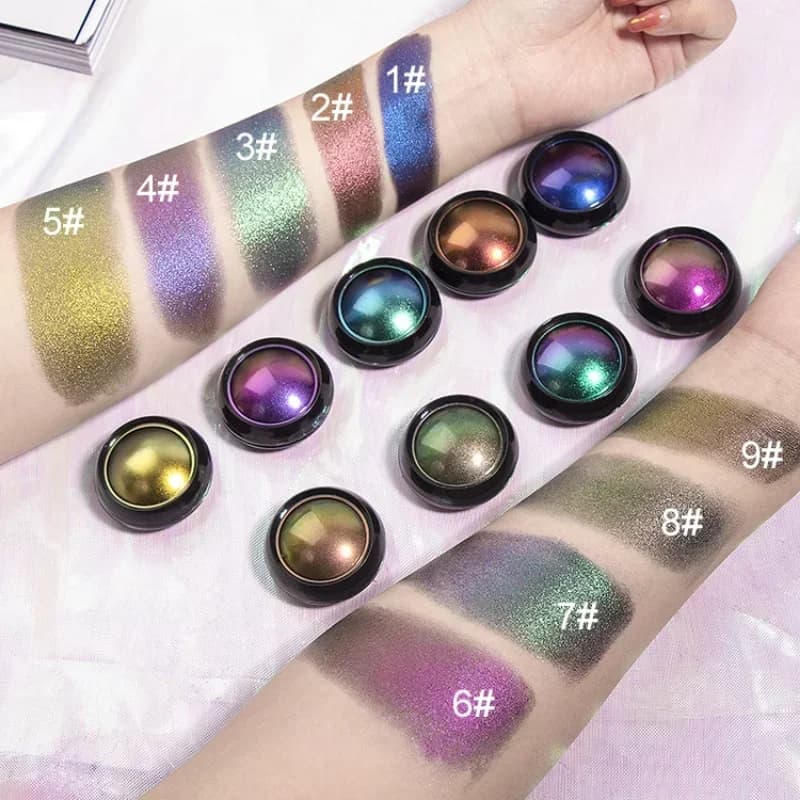 Chameleon eye shadows High pigmentation multichrome metal shades Shimmer Glittered eye shadows Cosmetic snails