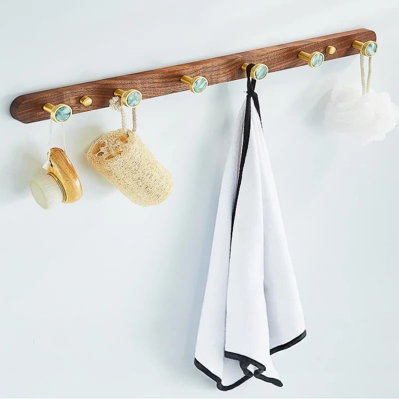 Ganci per accappatoio creativi Gancio per vestiti da bagno in legno Gancio per asciugamani a parete Chiave in alluminio Cappello Borsa Appendiabiti Ganci per accappatoio da bagno