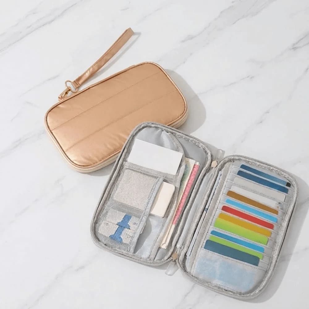 Large Capacity Multi-layer Passport Bag Safe Waterproof Document Storage Pouch with Handle Credit Card Holder Travel