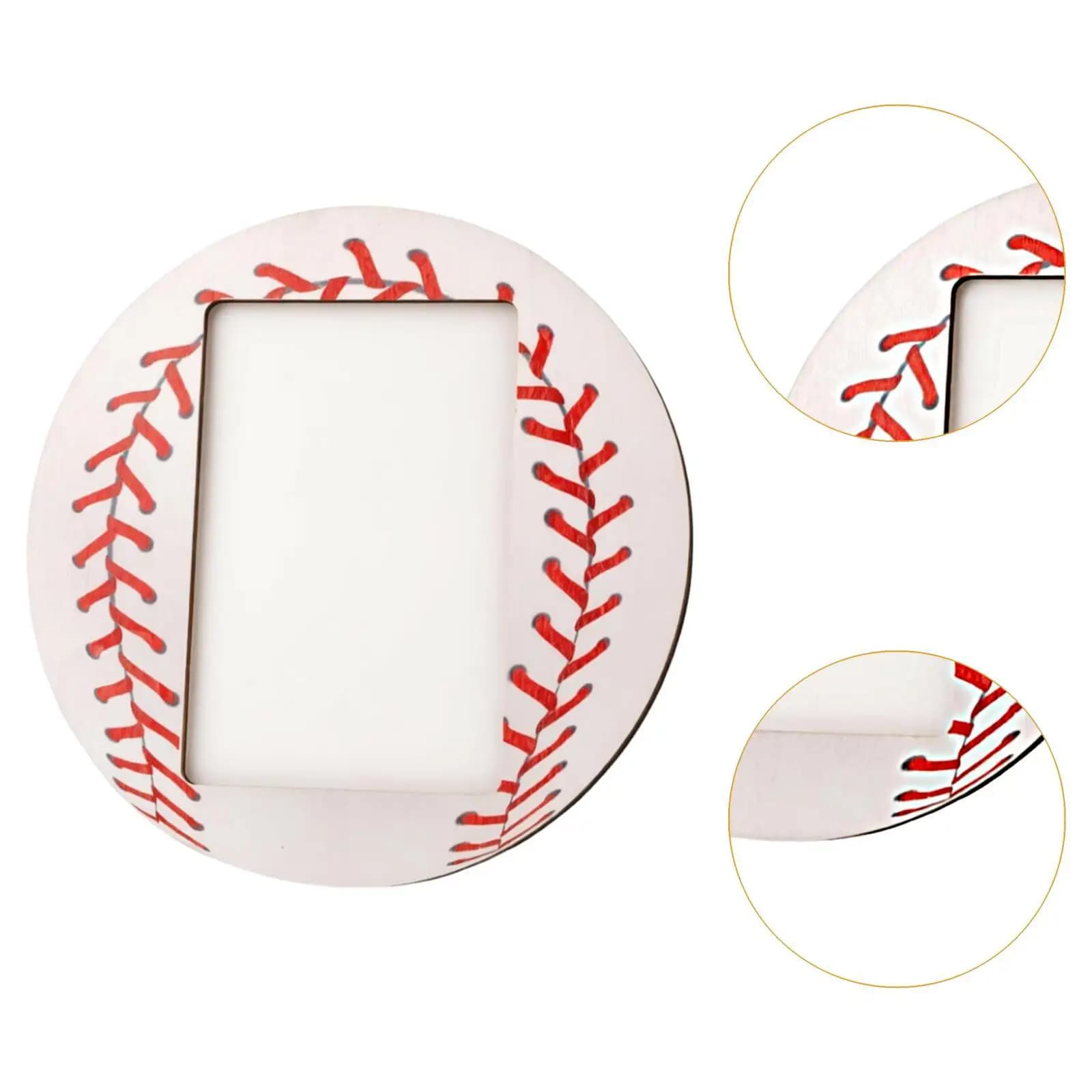 Baseball Photo Frame Tabletop Round for Player Creative Wooden Picture Frame for Entrance Hallway Office Desk Decoration