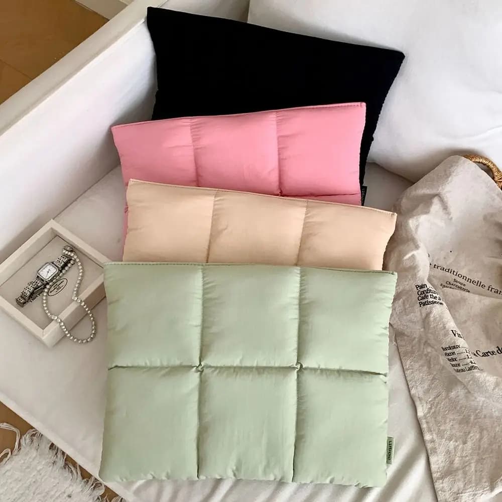 Borsa per laptop con cuscino da 13 15 pollici Custodia per laptop imbottita trapuntata gonfia Uomo Donna Chiusura automatica per HP/Lenovo/Xiaomi Air Pro