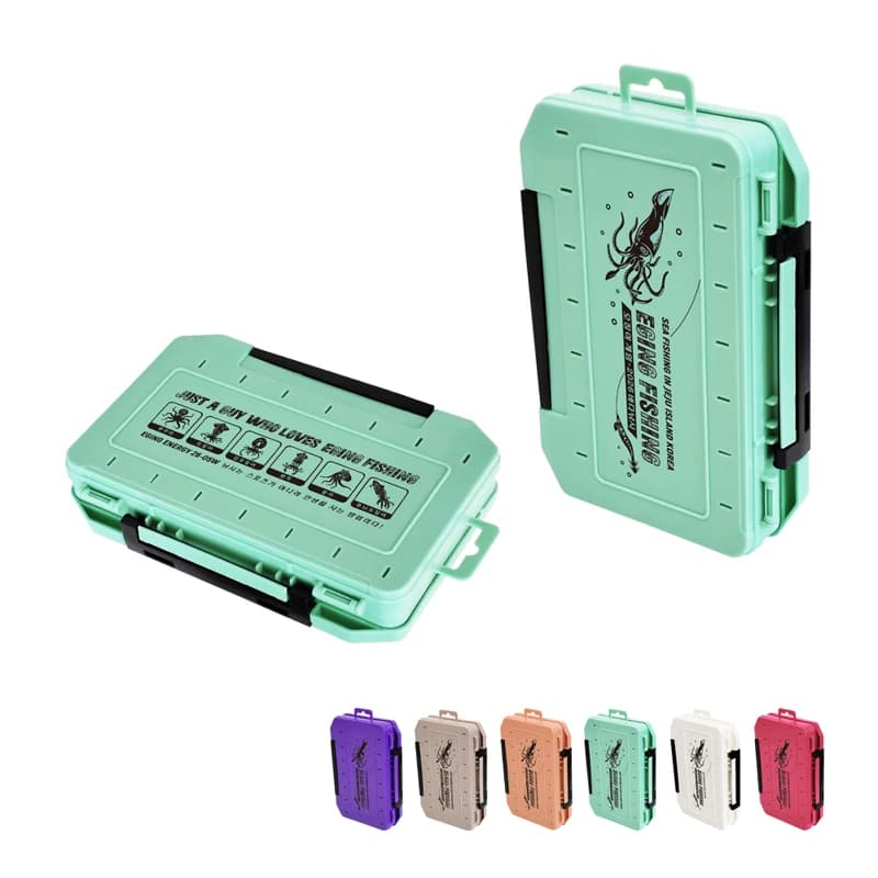 PP Plastic Fishing Lure Box 6 Colors Double Sided Egi Squid Jig Fishing Box, Durable Wood Shrimp Fishing Tackle Boxes