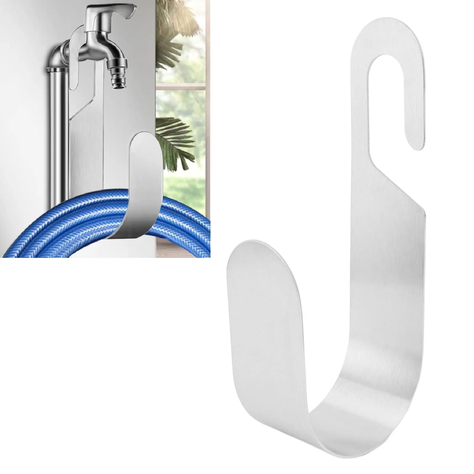 Garden Hose Hanger 11lb Load Bearing Hanging Hose Holder 304 Stainless Steel U Shaped Hook Space Saving for Patio Terrace