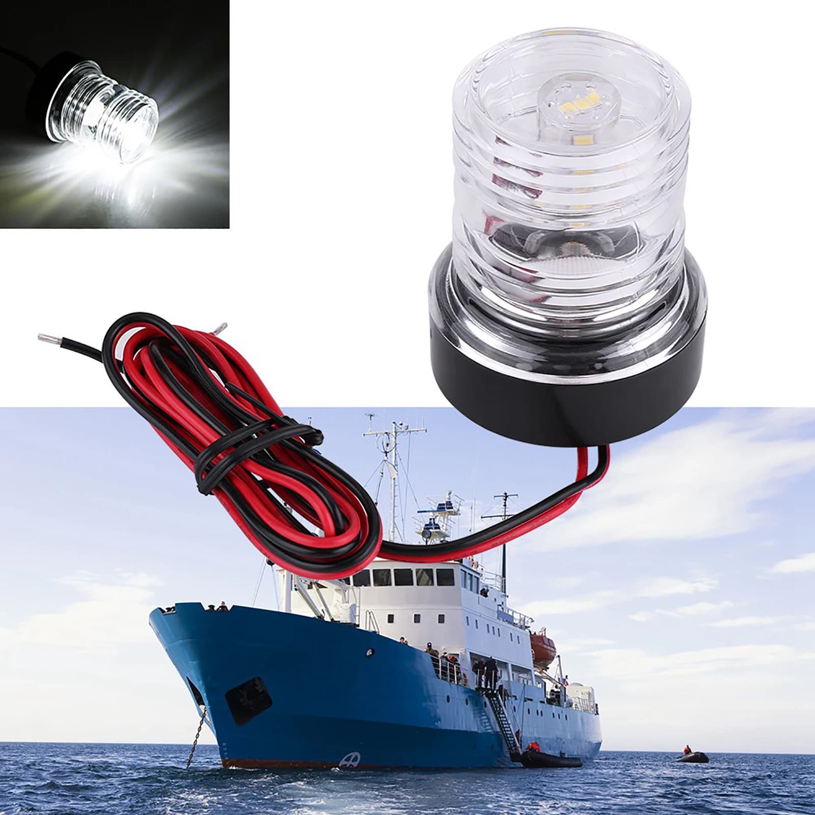 HD impermeabile 12V LED luce di navigazione Marine Boat Yacht Anchor Light 360 gradi All Round rosso verde bianco LED Boat Light 1 pz