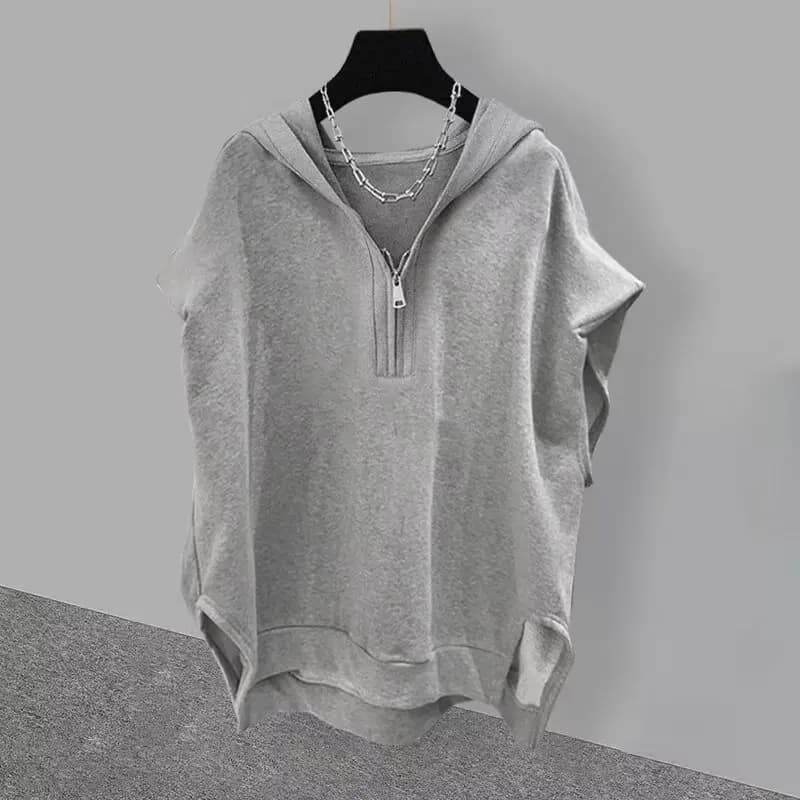 Gilet con cappuccio da uomo Y2K alla moda, stile Techwear, senza maniche, con zip, casual, primavera estate