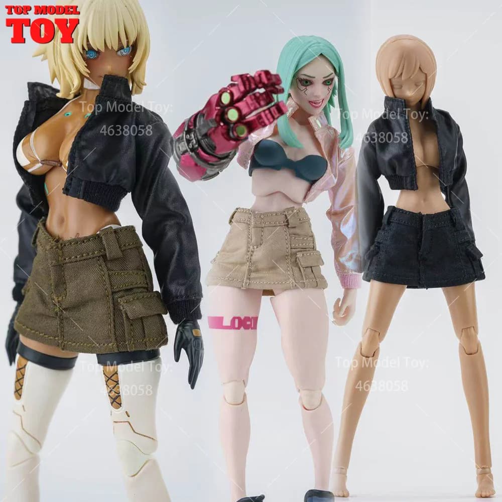 Set di accessori per abiti da lavoro con gonna corta in scala 1/12, modello adatto per bambola con corpo da soldato femminile Romankey NT-04 da 6 pollici