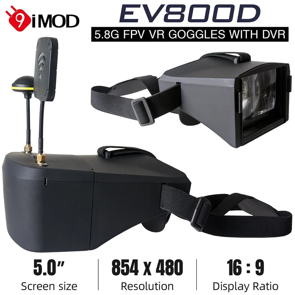 9IMOD LS-800D 5.8G 40CH FPV occhiali 5 pollici HD LCD Dual Antenna ricevitore occhiali per RC FPV Drone