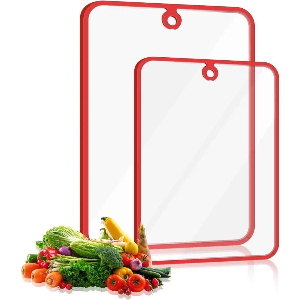 Non-Slip Tempered Glass Cutting Boards, Heat & Scratch-Resistant, 15x10 & 12x8, 2-Pack with Hanging Hole