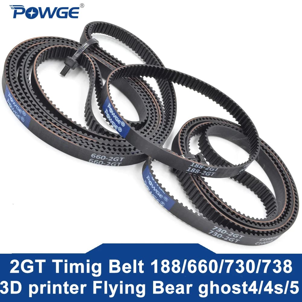 POWGE Pezzi di ricambio per stampante 3D Flying Bear ghost4/4s/5 GT2 cintura 2GT larghezza 6 mm, passo 2 mm per Ghost 5, FBG, FBG5