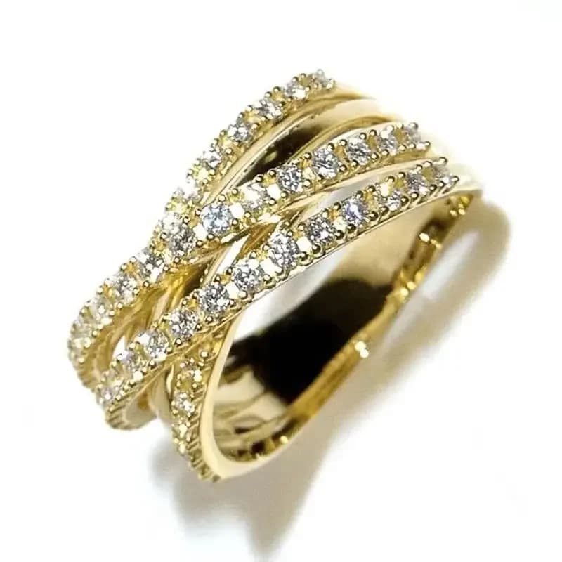 2026 new multilayer zircone ring with european and american crossed line, inlaid micro design, fashionable and popular jewelry, person