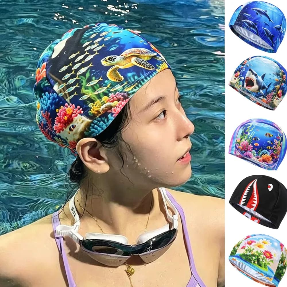 Soft Breathable Adult Swimming Cap, Fast Drying Lightweight Fabric, Comfort Swim Hat For Regular Swimming Exercise