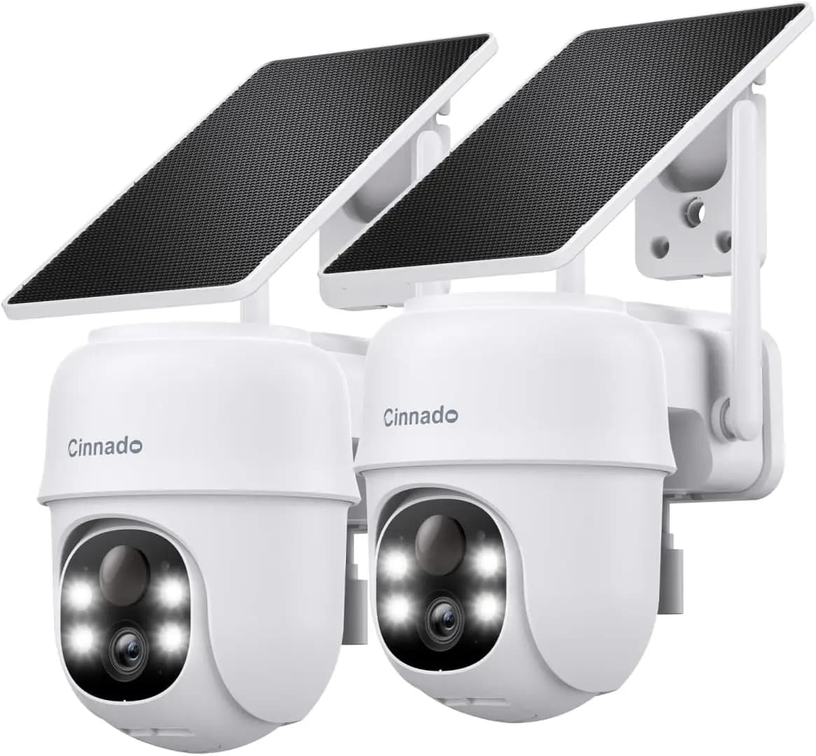 Wireless 2K External Security Camera with Solar Power, 360° Night Vision in Color, AI Detection, compatible with Alexa (Package 2)