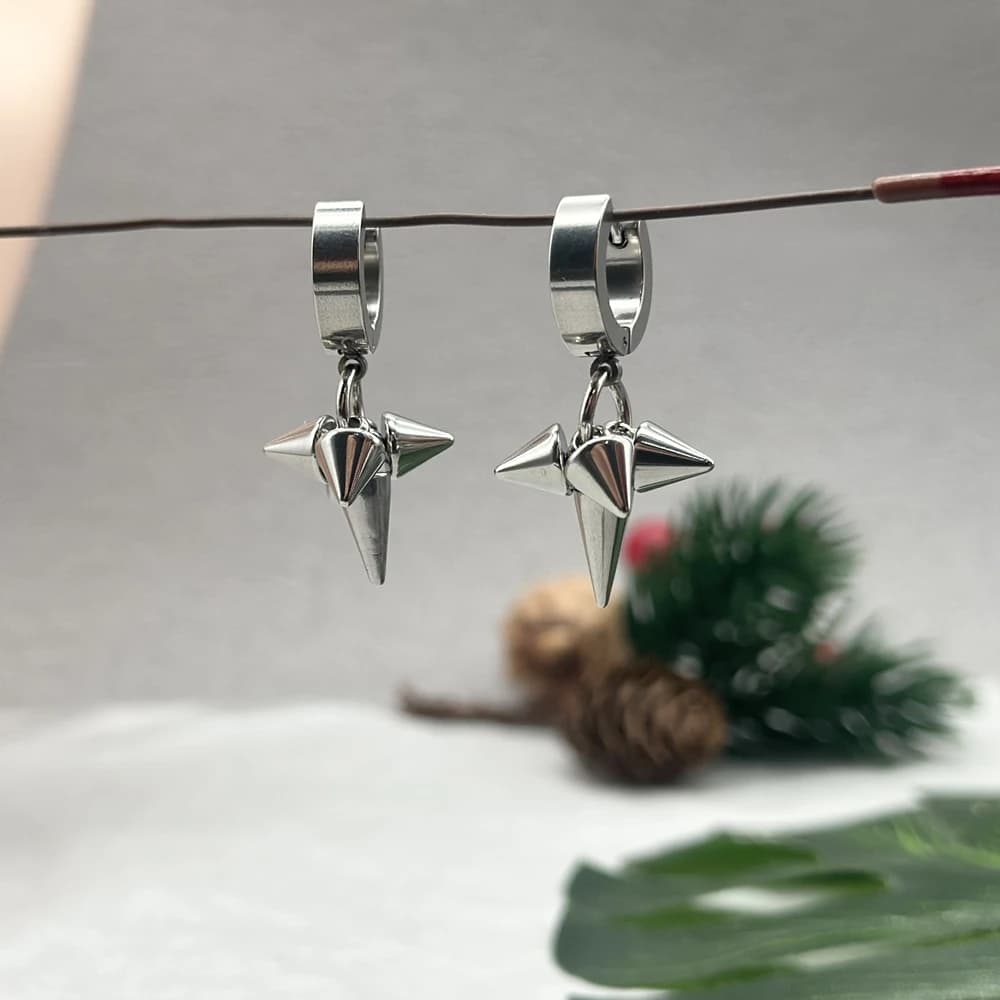 Punk Stainless Steel Spike Rivet Drop Earrings for Women Men Grunge Aesthetic Streetwear Spike Hoops Gothic Edgy Jewelry