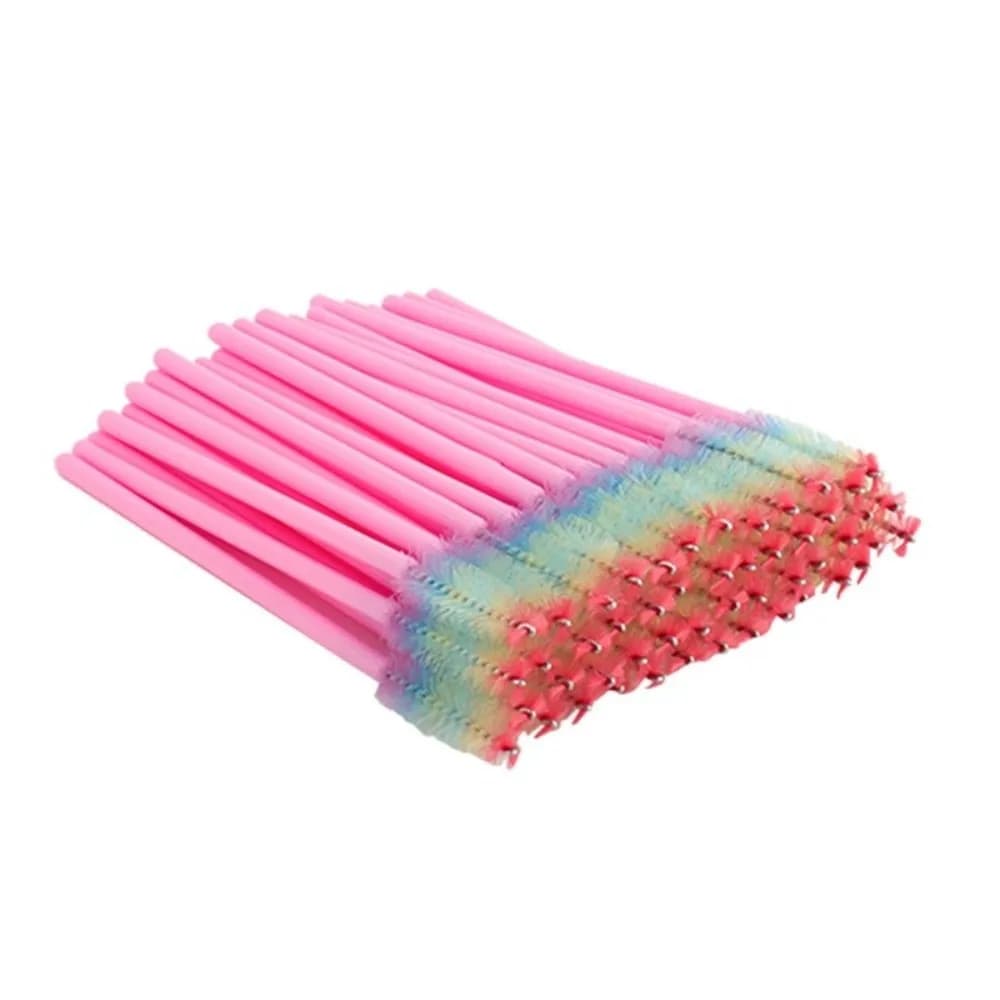 50 Pezzi Spazzole per Ciglia in Cristallo, Microbrush per Extension Ciglia, Pennelli per Trucco Ciglia, Strumento Cosmetico Colore Arcobaleno