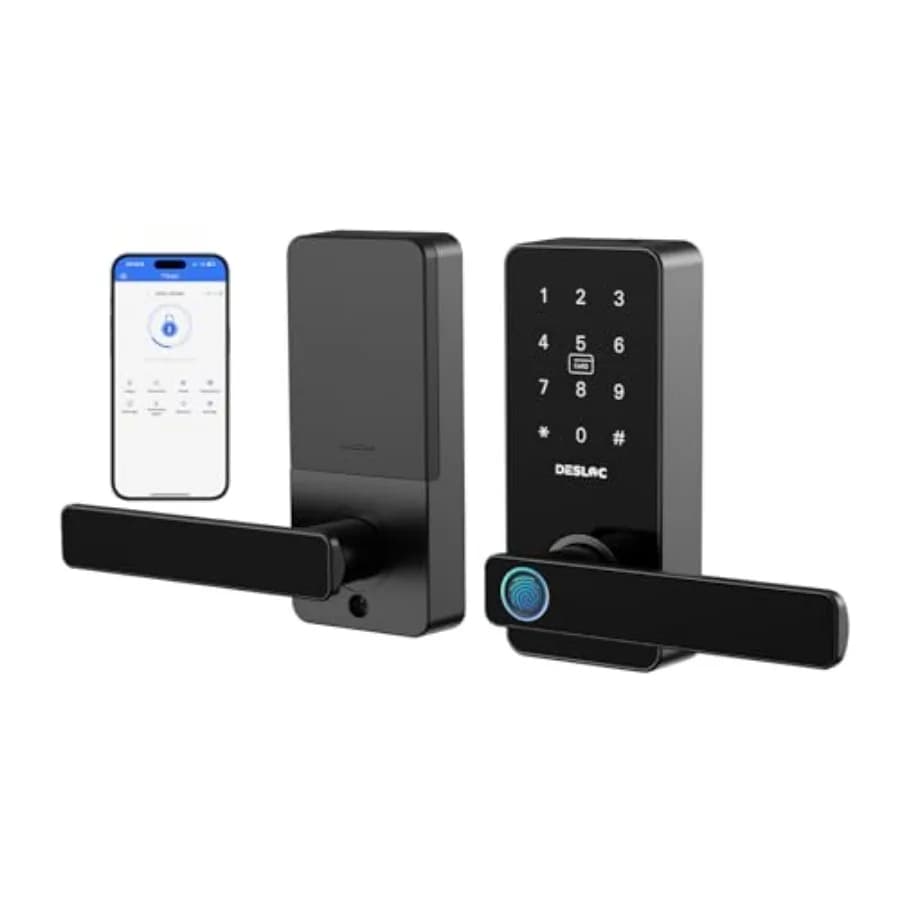 Serratura Intelligente B200L con Impronta Digitale e Maniglia, Serrature Senza Chiave per Porte d'Ingresso e Camere da Letto, Controllo tramite App, Tastiera Touchscreen