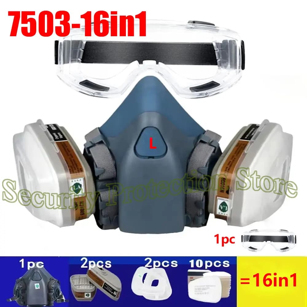 7503 Respiratory mask Protective mask Industry Painting Spray Powder Gas mask with 3M 501 5N11 6001CN Chemcial Half face mask
