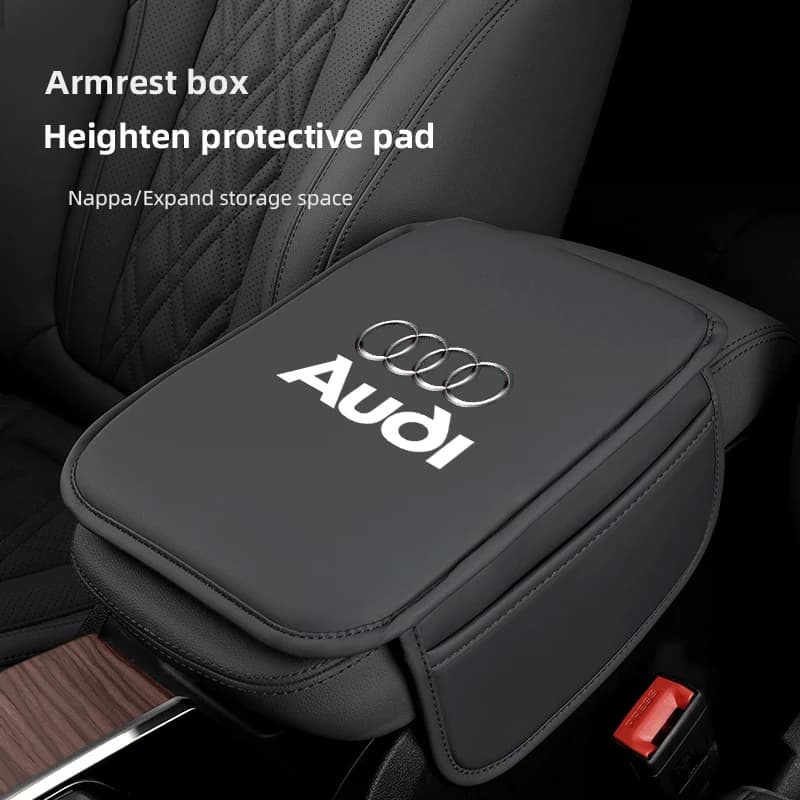 Tappetino per Bracciolo Auto, Cuscino Protettivo in Pelle per Console Centrale per Audi Sline A1 A3 A4 A5 A6 A7 A8 B8 B9 B6 C6 Q2 Q3 Q5 Q7 Q8 TT S3