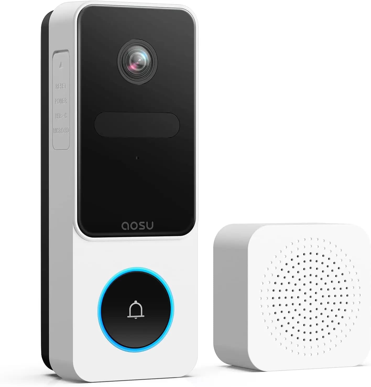 Campanello Wireless con Telecamera, Videocitofono WiFi 2.4GHz con Visione da Testa a Piedi, Rilevamento Intelligente delle Persone, Compatibile con Alexa e Google