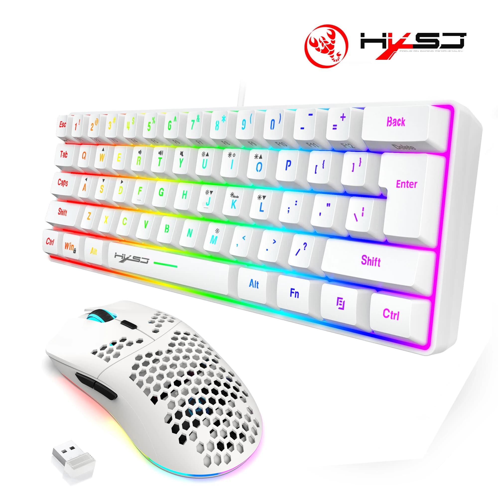 Vendita calda 60% mini tastiera da gioco portatile e mouse combos tastiera cablata mouse wireless ergonomico retroilluminato RGB per giochi per laptop