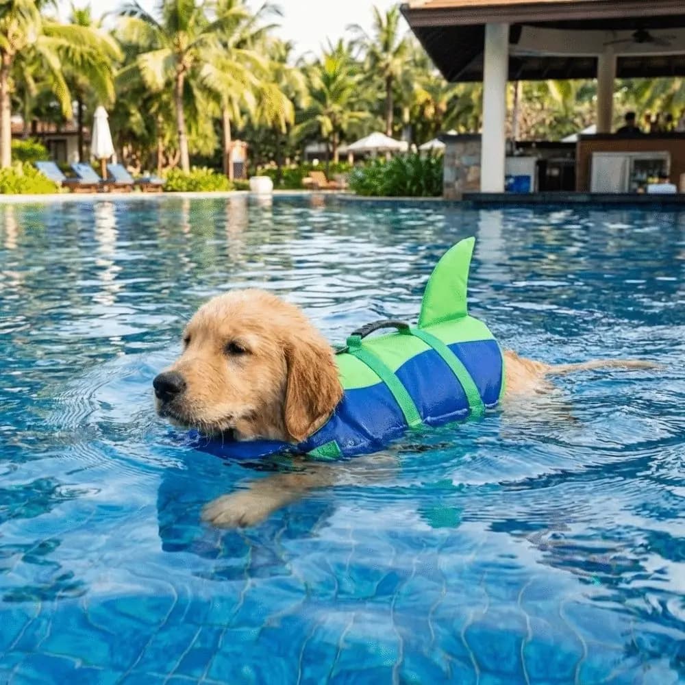 Shark Shape Dog Life Vest Adjustable Superior Buoyancy Pet Life Jacket High Visibility Tear-resistant Safety Vests Beach Outdoor