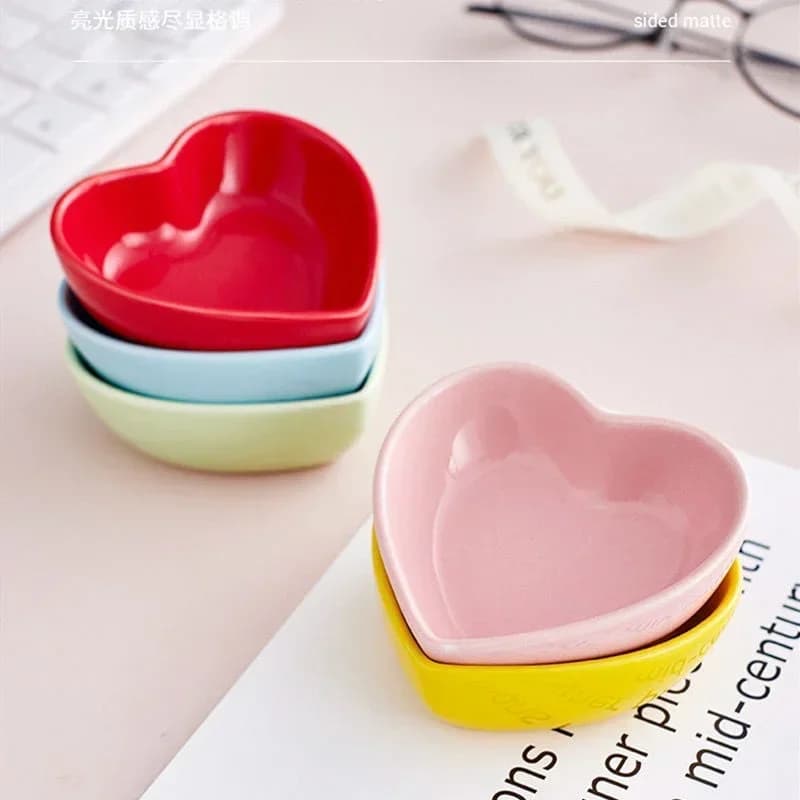 1 pz criceto ciotola di alimentazione colorato a forma di cuore piatto in ceramica cibo ciotola d'acqua per coniglio porcellino d'india piccoli animali domestici alimentatore forniture per animali domestici