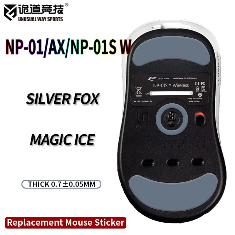 InsolitoWaySports Mouse Pattini VAXEE NP01SV2 NP01 E1 Wireless AX Superficie curvata PTFE Anti collasso Magic Ice Black Silver Fox