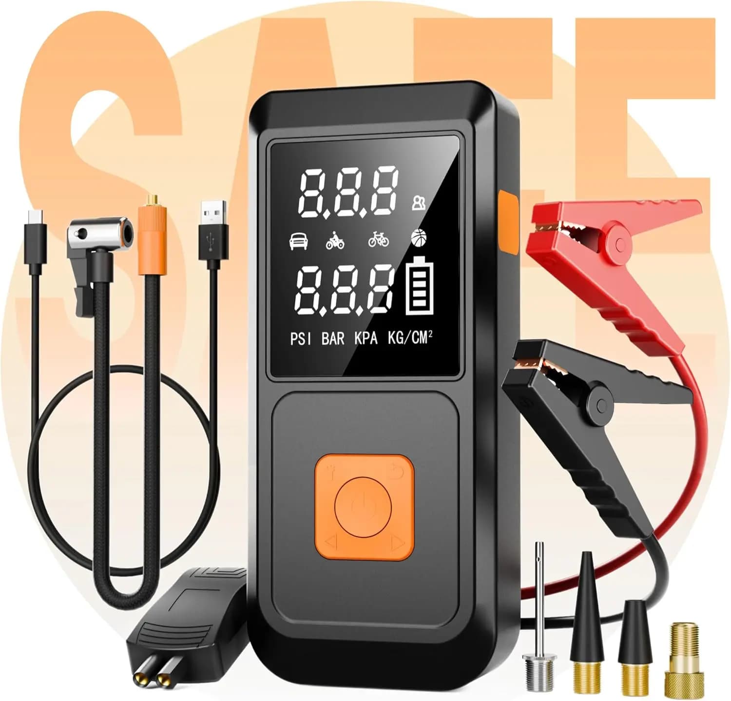 Avviatore di emergenza 4000A con compressore d'aria, display LCD, gonfiatore 150PSI e torcia a LED