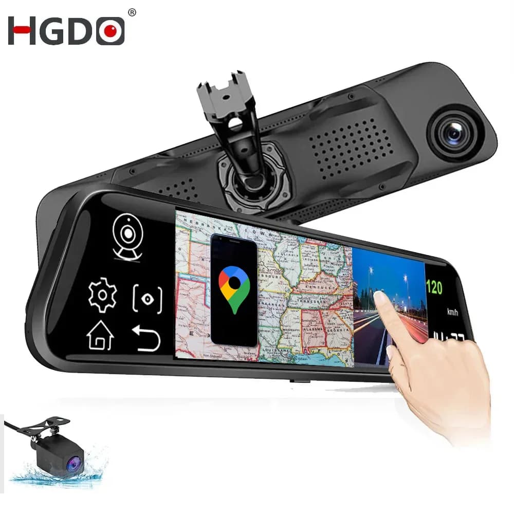 HGDO 12 "3 in 1 Dash Cam Android 4G GPS NAVI WiFi Dual camera FHD 1080P mirror automatic retrovisor guide monitor 24H