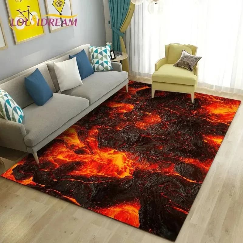 3D Volcanic Lava Carpet Living Room Non Slip Floor Mat Coffee Table Area Carpet Rugs for Bedroom Carpets for Bed Room