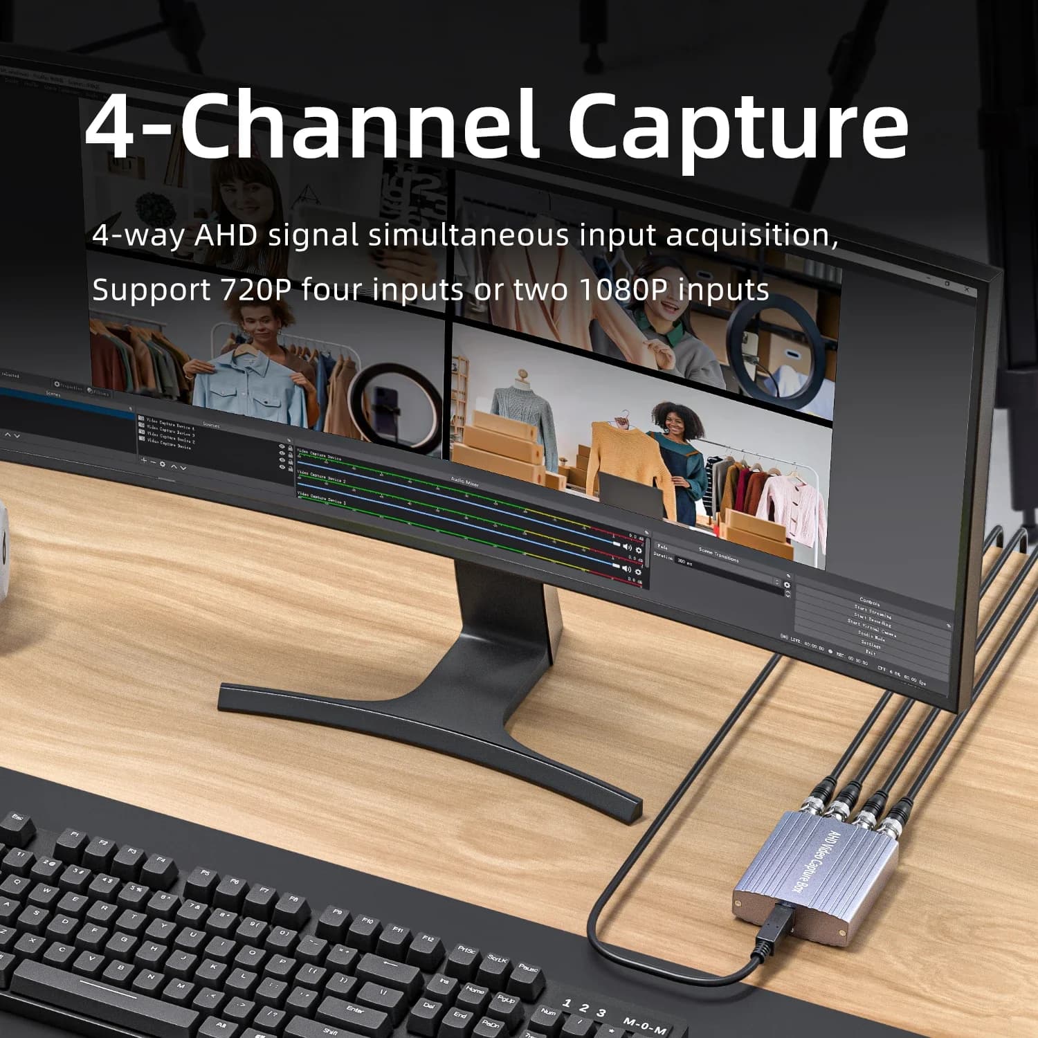 Scheda di acquisizione video 2026 UCAHD-4CH-USB 1080p 720p AHD a 4 canali SDI HD, supporto Vmix Wirecast ManyCam