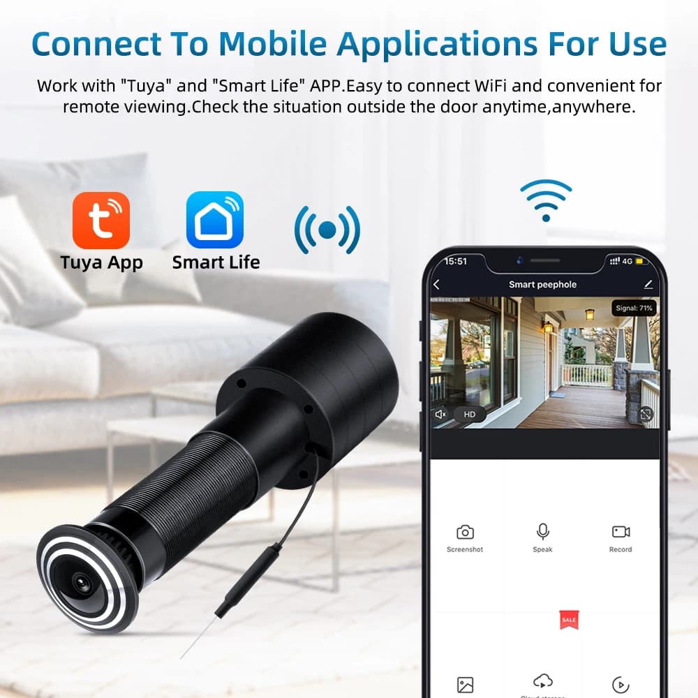 2.4/5G Wifi Video Spioncino Telecamera Rilevazione movimento Visualizzatore porta Video occhio Citofono wireless Sicurezza domestica Registrazione automatica