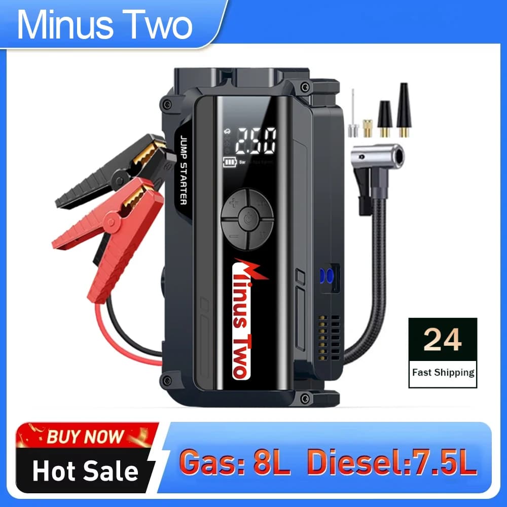 Compact Car Jump Starter Power Bank 150PSI Air Pump Emergency Start Device for Daily Vehicles
