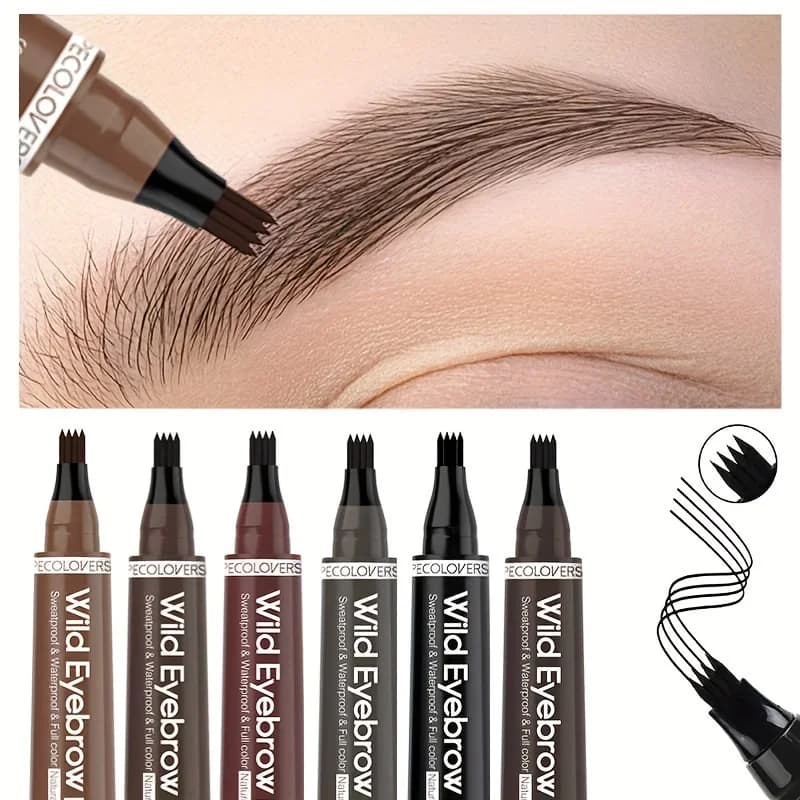 6 colors 1pc waterproof eyebrow pen 4 tip split eyebrow pen tattoo pen eyebrow pen for makeup for black eyebrow waterproof