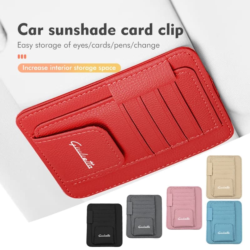 Car Sun Visor Storage Bag Sunglasses Organizer Holder Card Clip For Alfa Romeo GT Stelvio F1 Brera Volante Tonale Gloria Disco