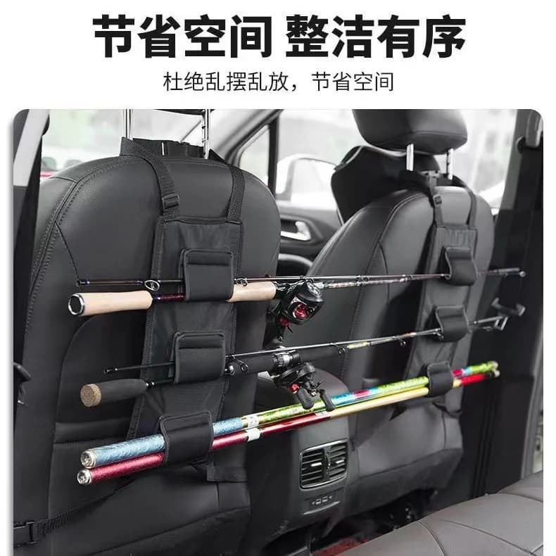 Produttore all'ingrosso sedile posteriore per auto porta canna da pesca set porta canna da pesca per auto cinturino in velcro cintura portaoggetti per canna da pesca