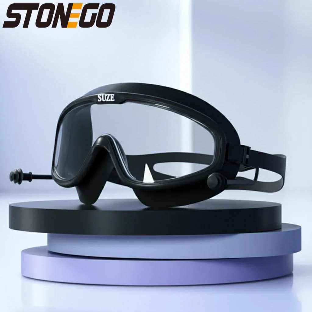 High-definition Anti-fog Eyelets with Large Mounting, Soft Silicone Gasket and Ear Caps, Includes Storage Box for Swimming