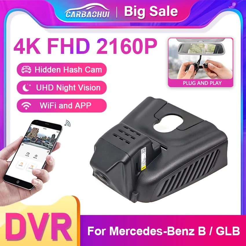 For Mercedes-Benz B Class GLB GLA 2020-2023 Front and Rear 4K Dash Cam for Car Camera Recorder Dashcam WIFI Car Dvr