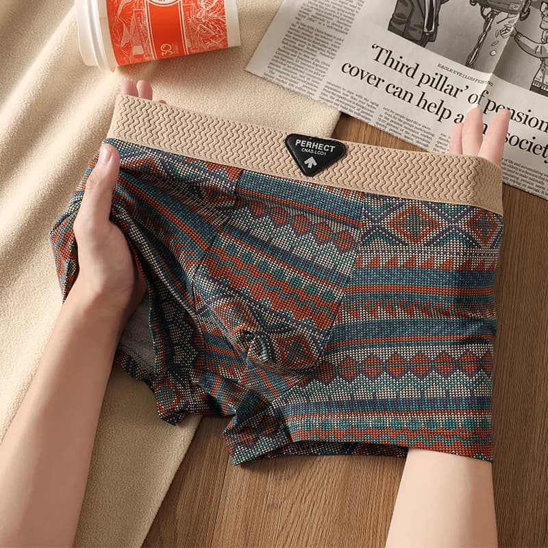 Intimo da uomo, boxer da ragazzo, boxer comodi e traspiranti, slip da uomo in stile etnico.