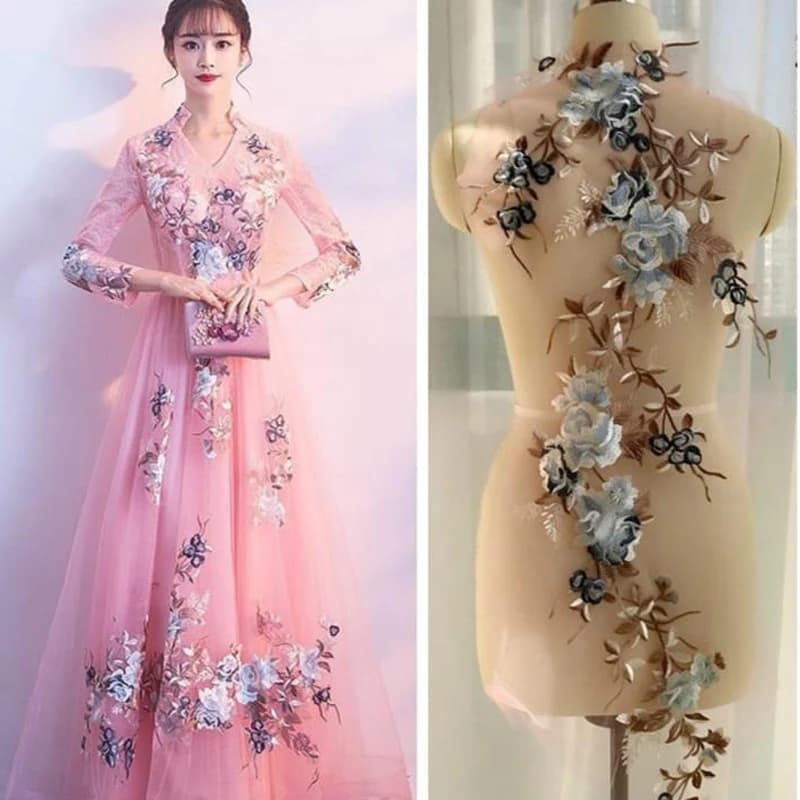 1 Set di Applicazioni in Pizzo Ricamato a Fiori per Abiti da Sposa, Patch Floreali da Cucire, Tessuti in Pizzo Fai da Te, Applicazioni in Pizzo